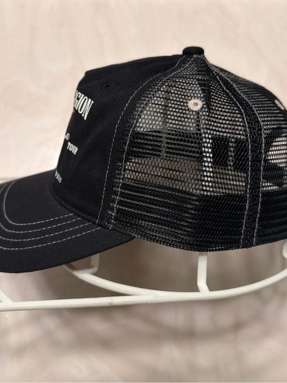 True Religion Black Cap with White Logo Guitar Graphic